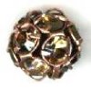 1 12mm Round Antique Copper with Light Colorado Topaz Rhinestones